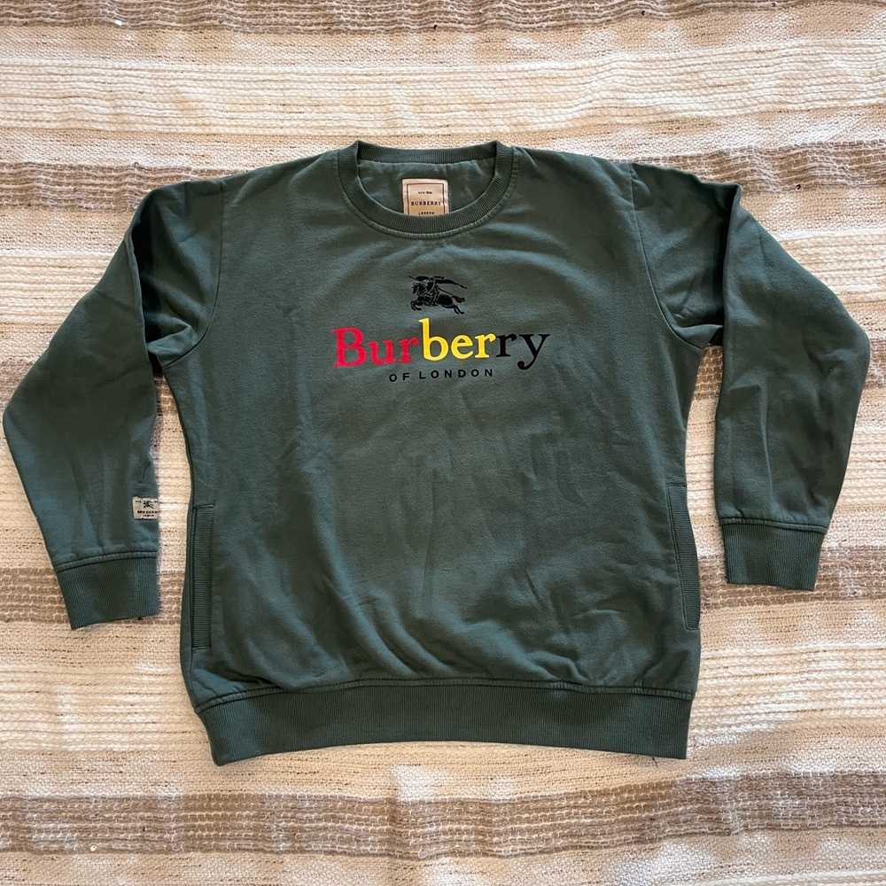 Burberry Forest Green Logo Crewneck Sweater